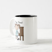 Piano - Vrouw Tshirts en cadeaus Tweekleurige Koffiemok (Voorkant links)