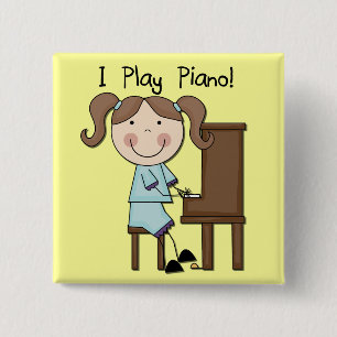 Piano - Vrouw Tshirts en cadeaus Vierkante Button 5,1 Cm