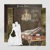  PIANO Wedding Invitation Antiek Kaart (Voorkant / Achterkant)