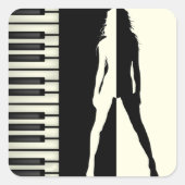 Piano Woman Vierkante Sticker (Voorkant)