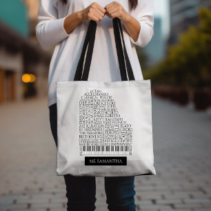 Piano Word Cloud Gift voor Piano Teacher Draagtas