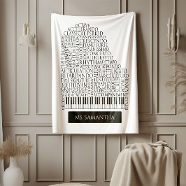 Piano Word Cloud Gift voor Piano Teacher Fleece Deken