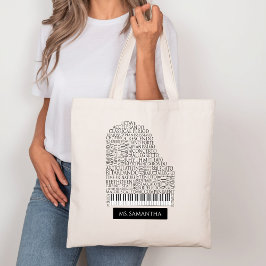 Piano Word Cloud Gift voor Piano Teacher Tote Bag