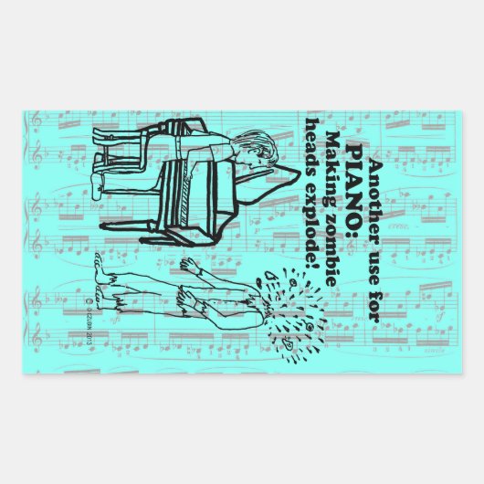 Piano Zombie Exploser Sticker rectangulaire (Devant)