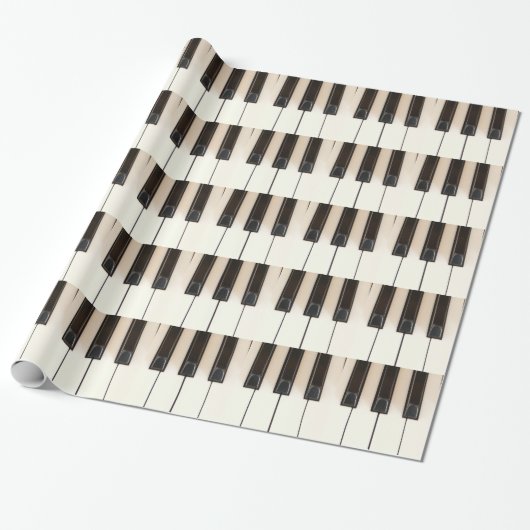 Piano Zwart Wit toetsen Gift Wrapping Papier (Uitgerold)