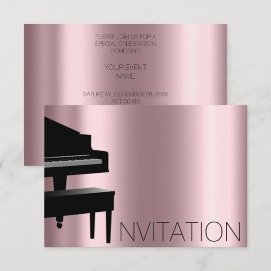 Pianoconcert Formeel minimalisme Vip Black Pink Kaart (Voorkant / Achterkant)