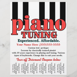 Pianodeming. Toetsenbord. Muzieklessen. Scheurblad Flyer