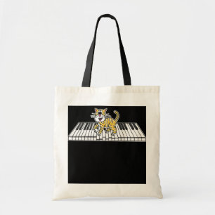 Pianokat Kitten Pianist-toetsenbordspeler Tote Bag