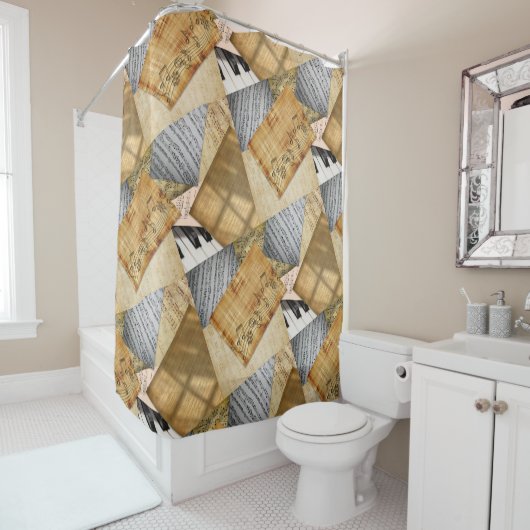  pianoketoestel Musical Notes antiek vel Douchegordijn (In situ)