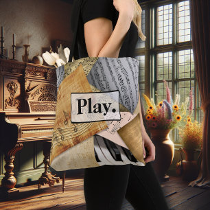 pianoketoestel Musical Notes antiek vel Draagtas