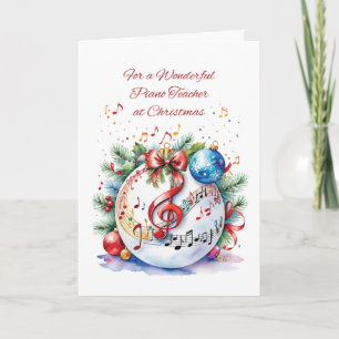 Pianoleraar Kerstversiering met Muzieknoten Kaart