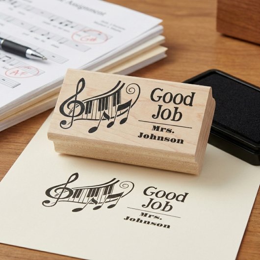 Pianoleraren Goed Werk Rubber Stamp Rubberstempel