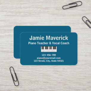 Pianolerares en Zangcoach Minimalistische Blauwe Visitekaartje