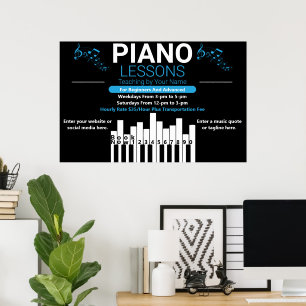 Pianoles Aangepaste Muziekleraar Tuin Poster