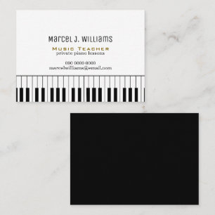 Pianoles Muziekleraar zwart/wit Visitekaartje