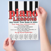 Pianoles. Tiller. Muziekleraar. Scheurblad Flyer (Hand)