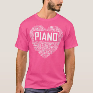 Pianoliefhebber Hart Cadeau Pianist Cadeaus Pianol T-shirt