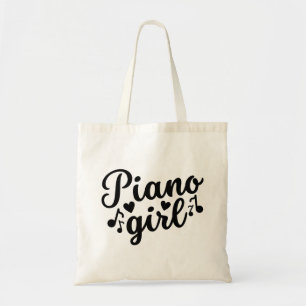 Pianomeisje Cute Elegante Stijlvolle Typografie Pi Tote Bag