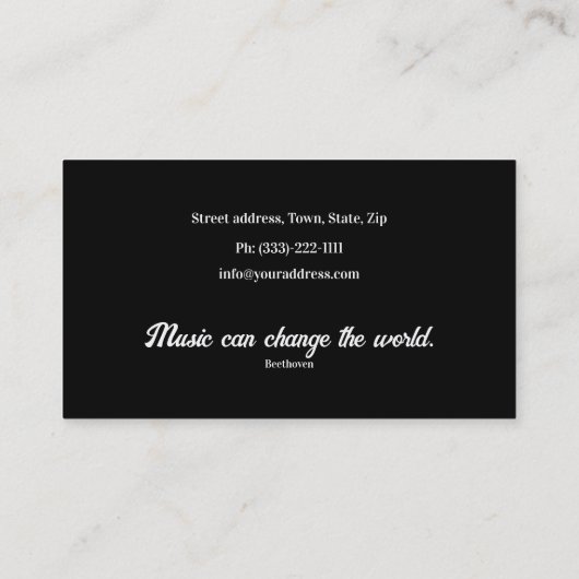 Pianomuziekleraar Treble Clef Simple Visitekaartje (Achterkant)