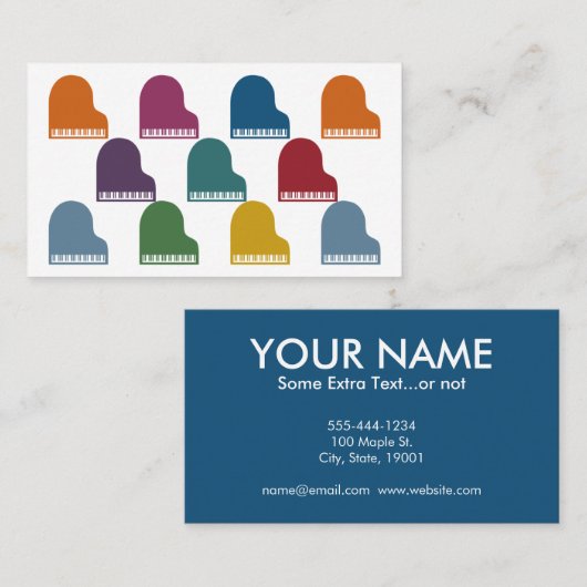 Pianos colorés Cartes de visite (Devant / Derrière)
