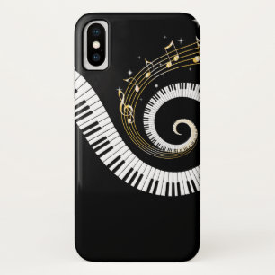 Pianosleutels en gouden Muzieknoten iPhone X Hoesje