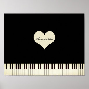 Pianosleutels en Heart, speciaal gepersonaliseerd Poster