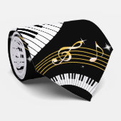 Pianosleutels en muziekbladen stropdas (Opgerold)