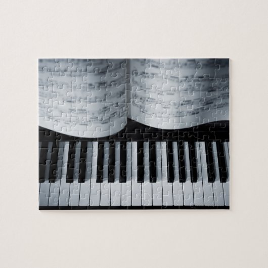 Pianosleutels en muziekboek legpuzzel (Horizontaal)