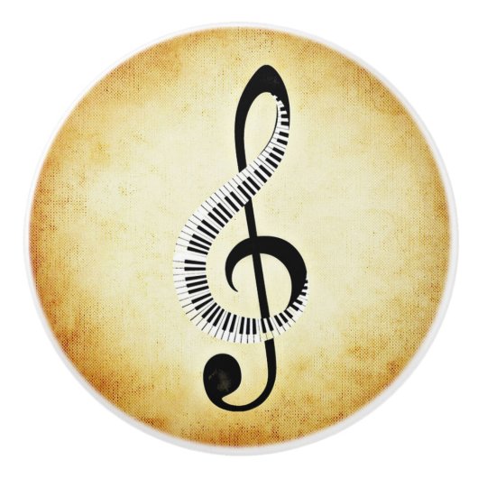 Pianosleutels en muzieknobbel keramische knop (Voorkant)