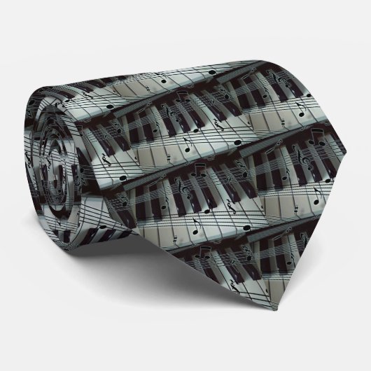 Pianosleutels en -Muzieknoten Stropdas (Opgerold)