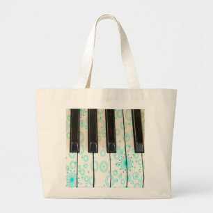 Pianosleutels met Aqua Circles Grote Tote Bag