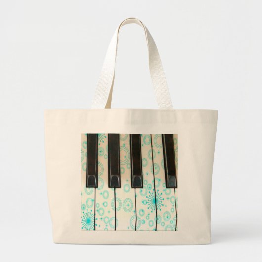 Pianosleutels met Aqua Circles Grote Tote Bag (Voorkant)