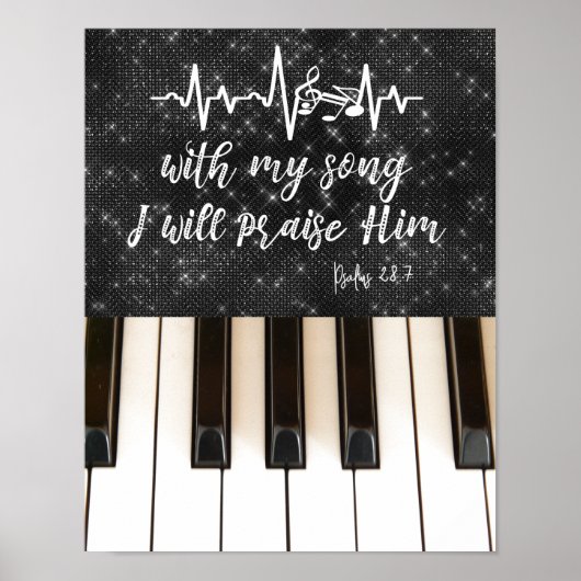 Pianosleutels met bijbelverse psalms poster (Voorkant)