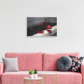 Pianosleutels met een rode roze canvas afdruk (Insitu (Woonkamer))