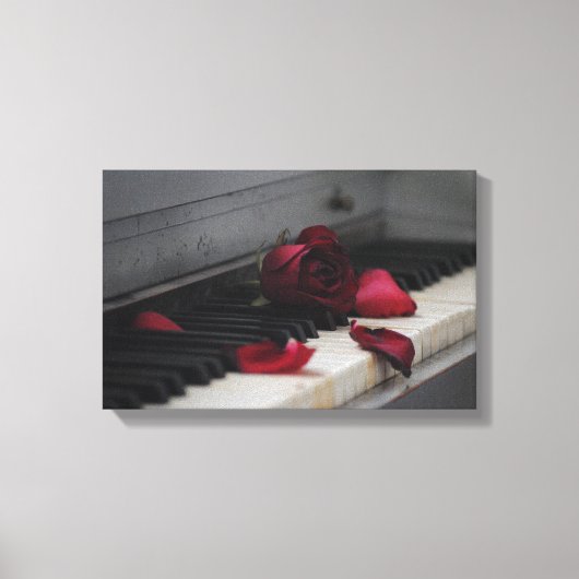 Pianosleutels met een rode roze canvas afdruk (Voorkant)