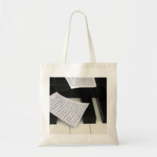 Pianosleutels met muziek tote bag