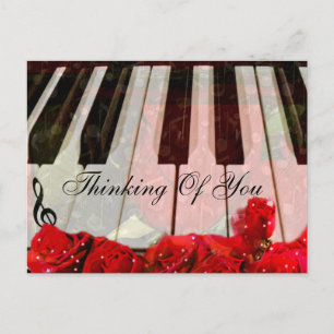 Pianosleutels, Rozen en Muzieknoten_ Briefkaart