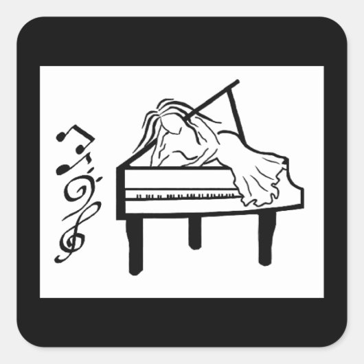 pianospeelster vierkante sticker (Voorkant)
