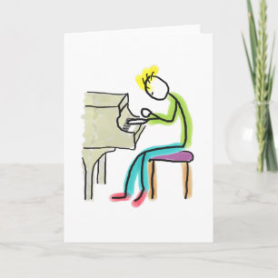 Pianospelende Stickman Kaart