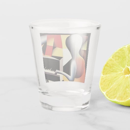 Pianospeler - Airbrush Art Shot Glas (Achterkant)