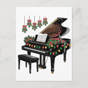 Pianospeler Kerstverlichting Sinterklaas Speelt Feestdagenkaart