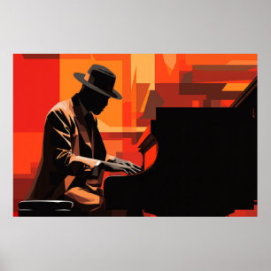 Pianospeler Muziek Schilderij Abstracte Kunst Deco Poster