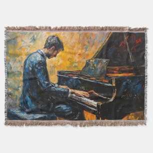 Pianospeler - olieverfschilderij deken