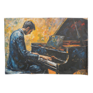 Pianospeler - olieverfschilderij kussensloop