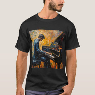 Pianospeler - olieverfschilderij t-shirt