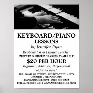 Pianospeler, Toetsenbord, Pianolessen Poster