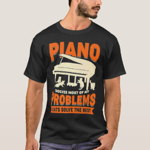 Pianospeler voor een kat t-shirt