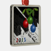 Pianotoetsen en notities | kerstversiering metalen ornament (Rechts)