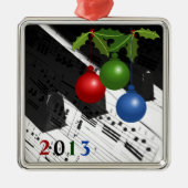 Pianotoetsen en notities | kerstversiering metalen ornament (Voorkant)