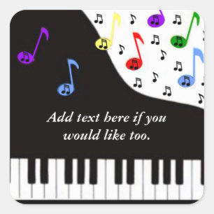 Pianotoetsen en notities vierkante sticker